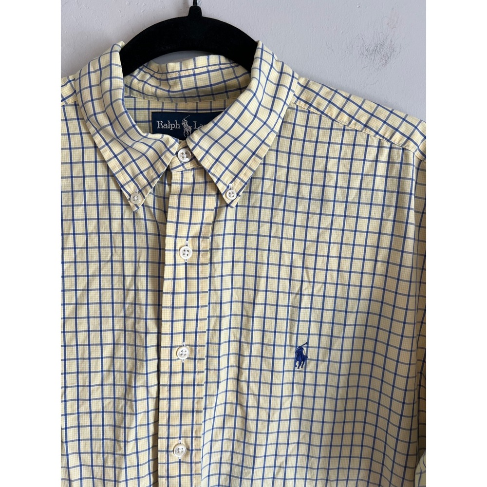 Ralph Lauren Mens Plaid Yellow‎ Short Sleeve Button Down Shirt Size L Blake - Picture 4 of 4